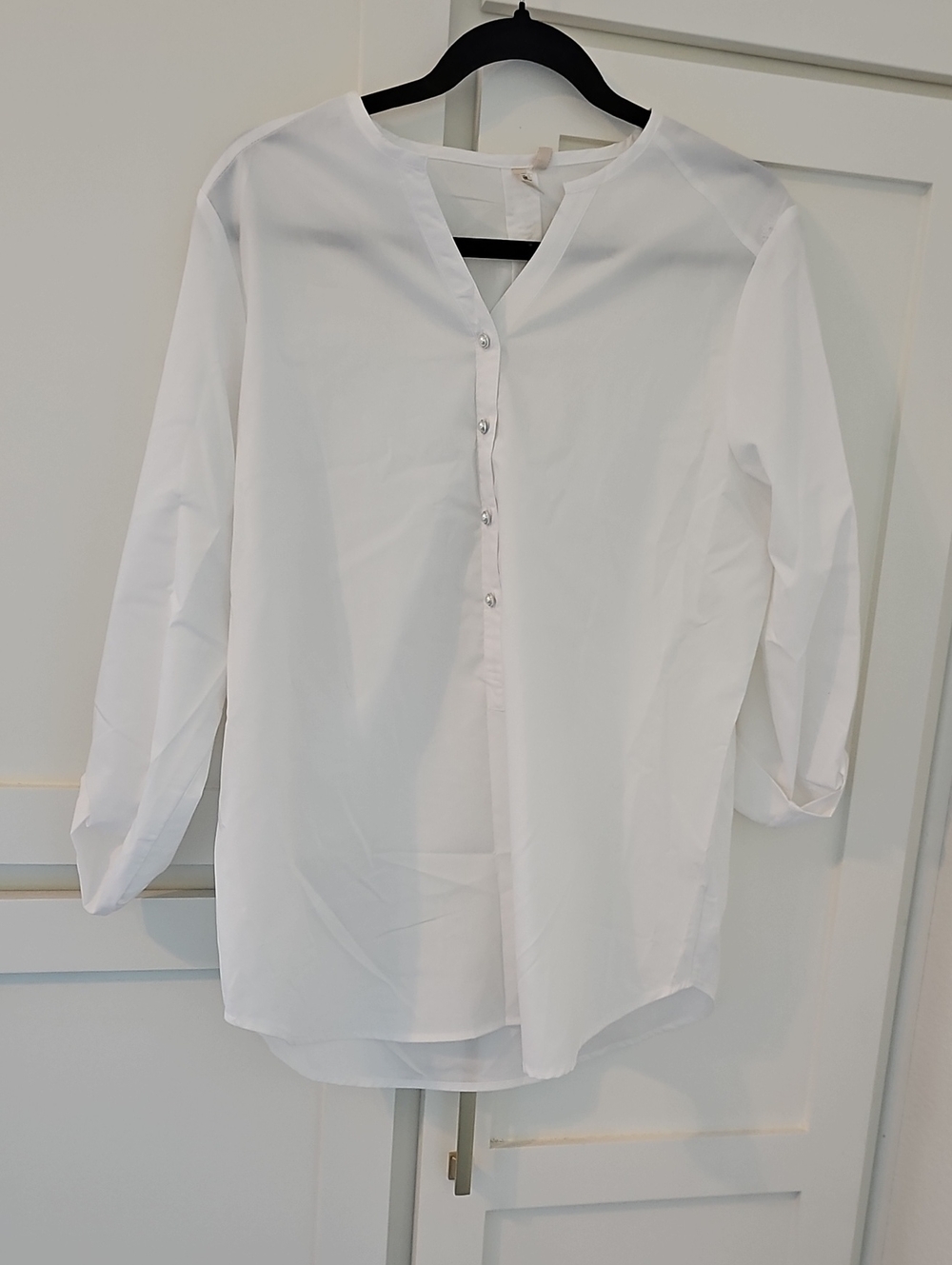 grand & greene White V-Neck Henley Button-Front Tunic